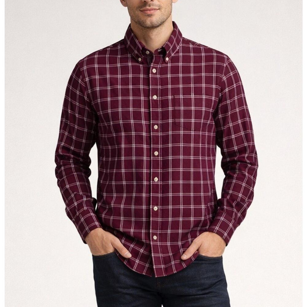 Mizzen Main Mens Medium Trim City Flannel Shirt Plaid Twill Performance NWT